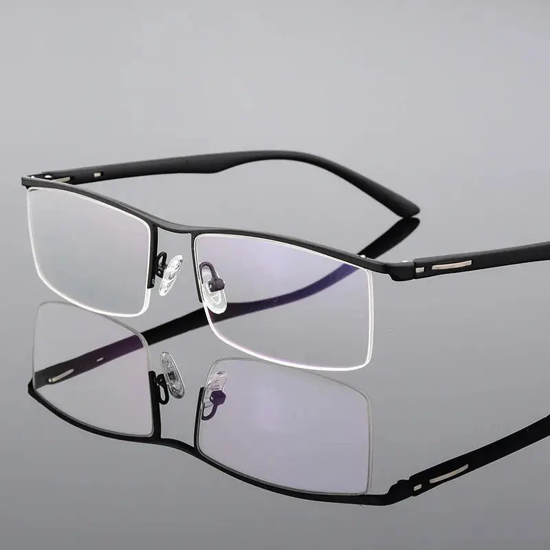 Men's Browline Semi-Rimless Titanium Prescription Glasses 48831 — view 4 | Rx Spectacle