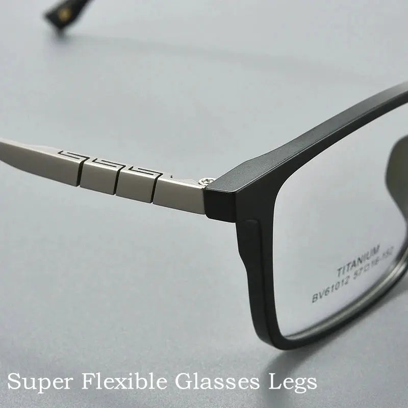 Men's Square Full Rim Titanium Oversized Prescription Glasses 61012 — view 3 | Rx Spectacle