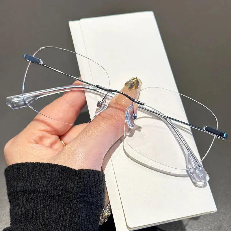 Women's Square Rimless Alloy Prescription Glasses 31315 — view 5 | Rx Spectacle