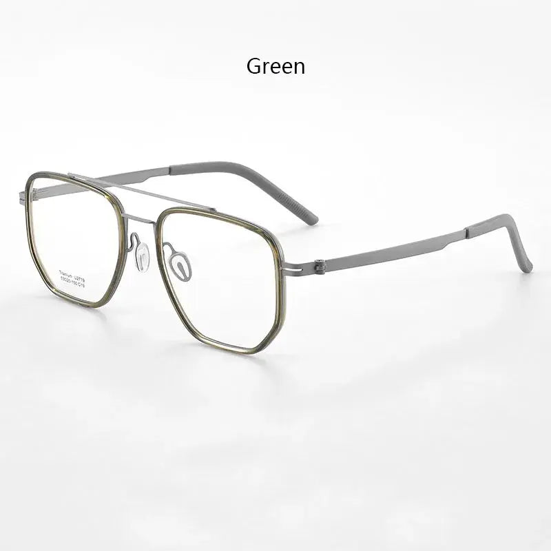 Men's Square Full Rim Titanium Double Bridge Prescription Glasses 21797 — view 6 | Rx Spectacle