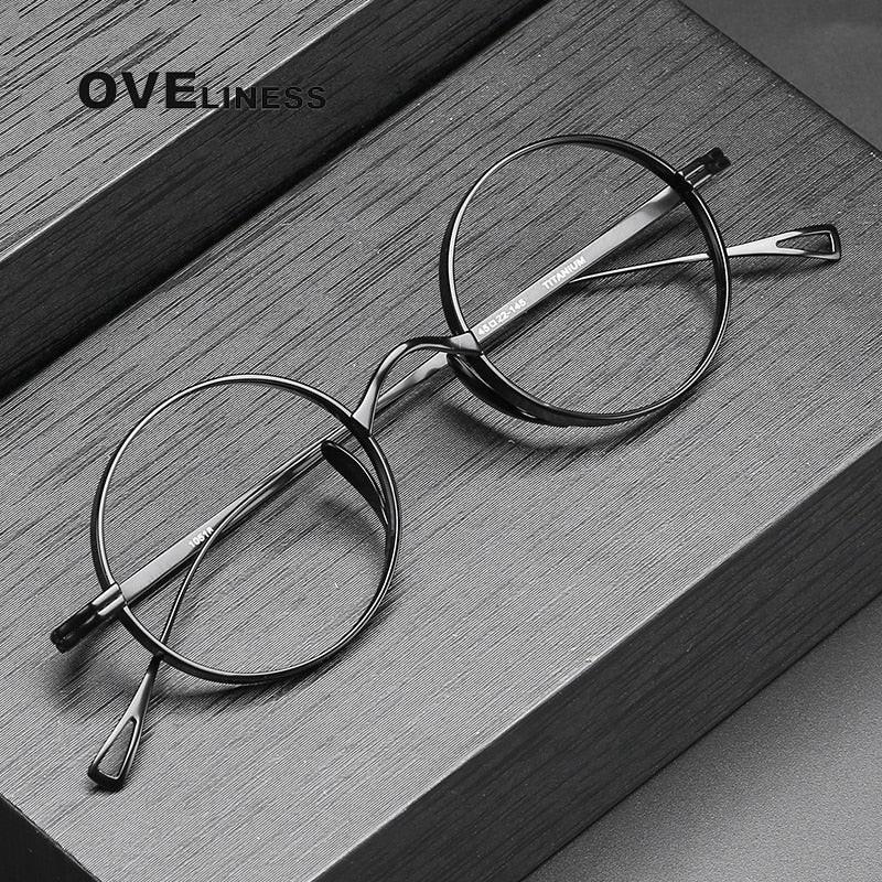 Unisex Round Full Rim Titanium Prescription Glasses 10518 — view 6 | Rx Spectacle