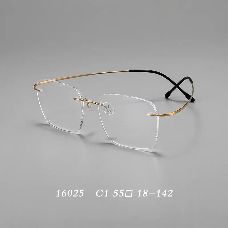 Unisex Square Rimless Titanium Prescription Glasses 160250 — view 4 | Rx Spectacle