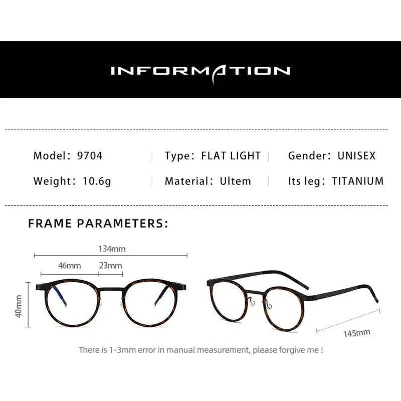 Unisex Round Full Rim Titanium Prescription Glasses 9704 — view 8 | Rx Spectacle