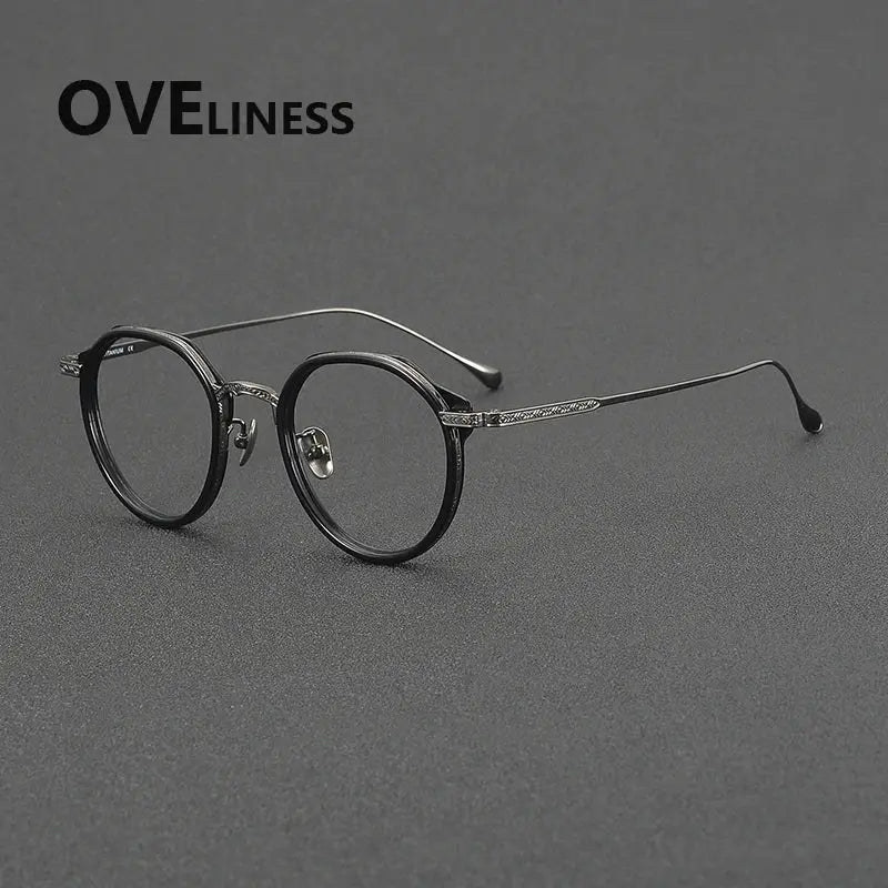 Unisex Round Full Rim Titanium Prescription Glasses 32904 — view 3 | Rx Spectacle