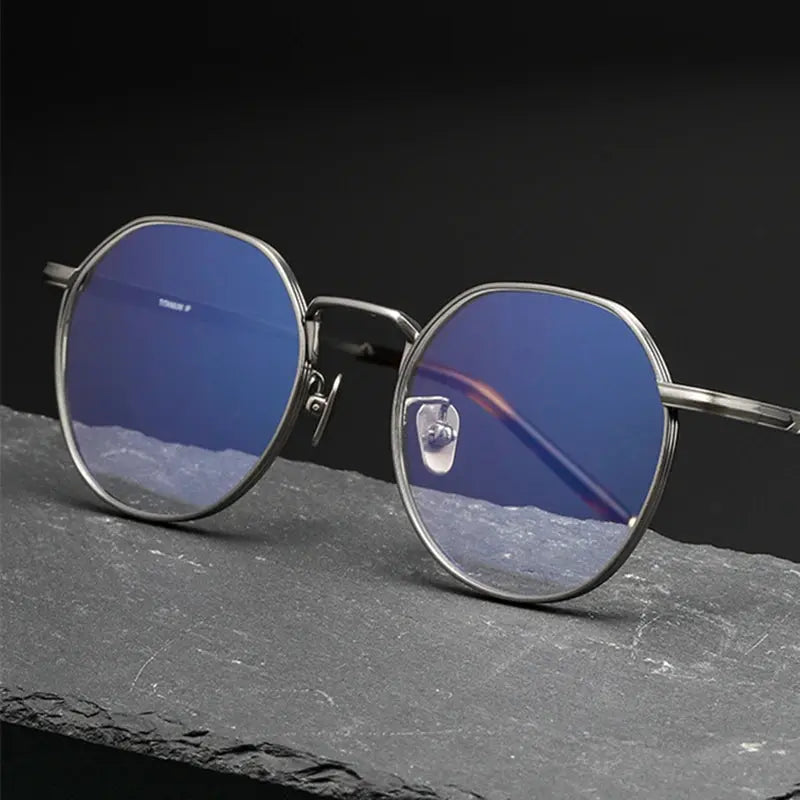 Unisex Polygon Full Rim Titanium Prescription Glasses 14919 — view 2 | Rx Spectacle