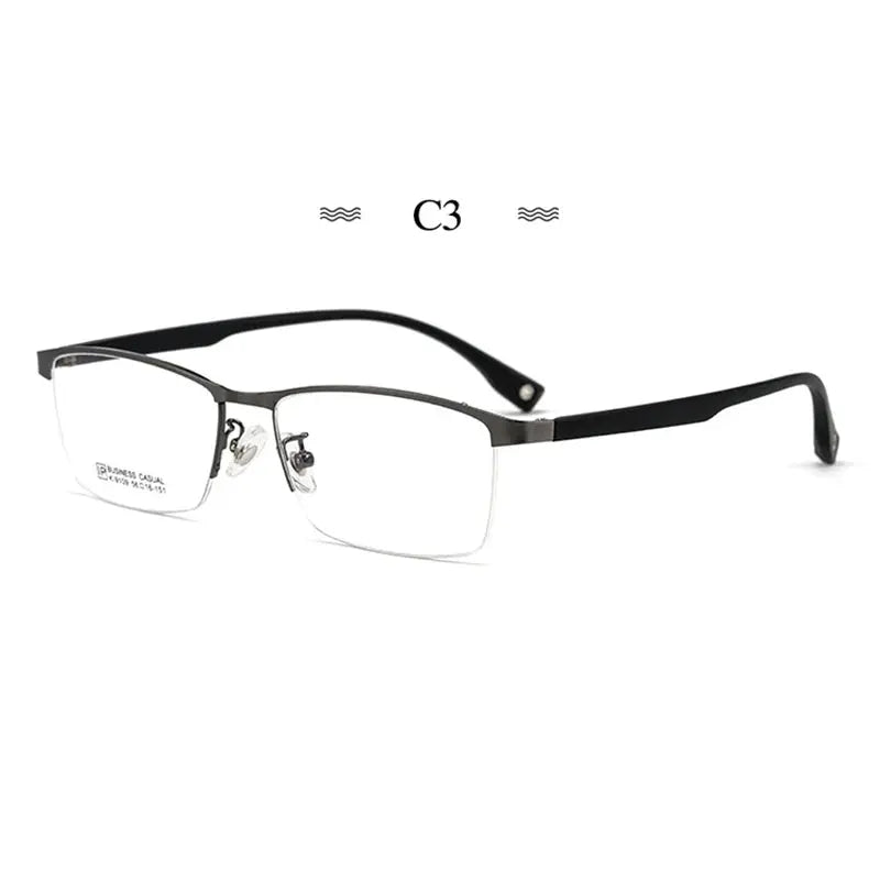 Men's Square Semi-Rimless Titanium Prescription Glasses 91097 — view 4 | Rx Spectacle