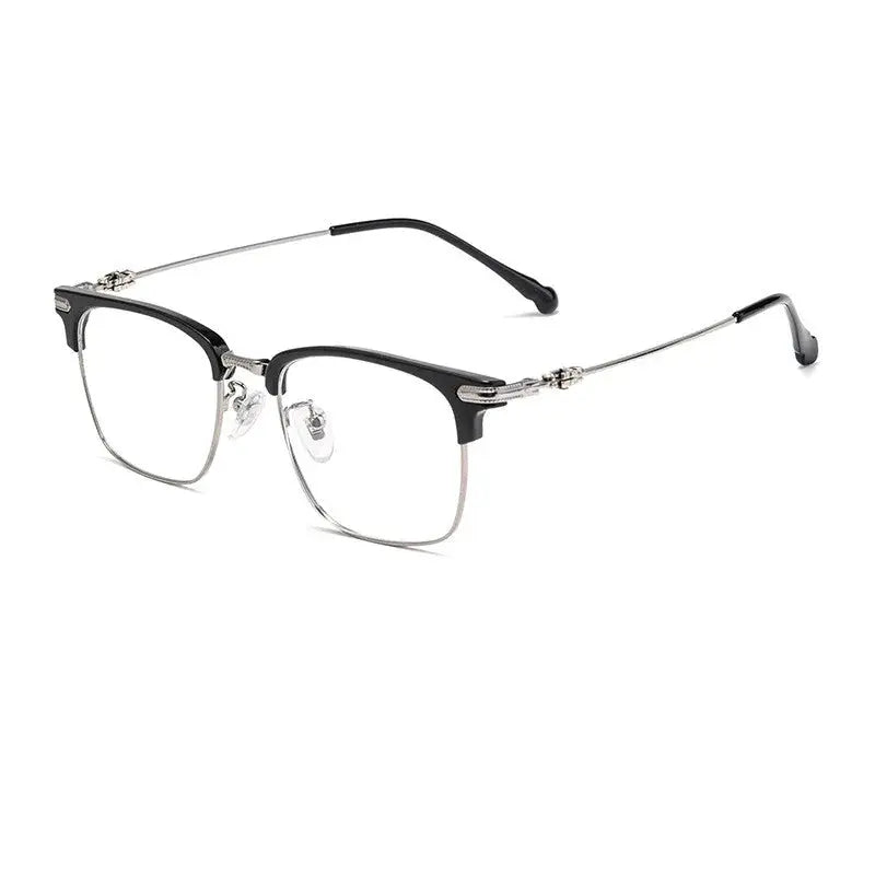 Unisex Square Full Rim Titanium Reading Glasses 8366 — view 7 | Rx Spectacle