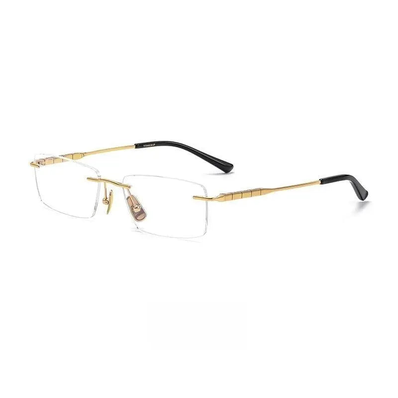 Men's Square Rimless Titanium Prescription Glasses 91091 — view 2 | Rx Spectacle
