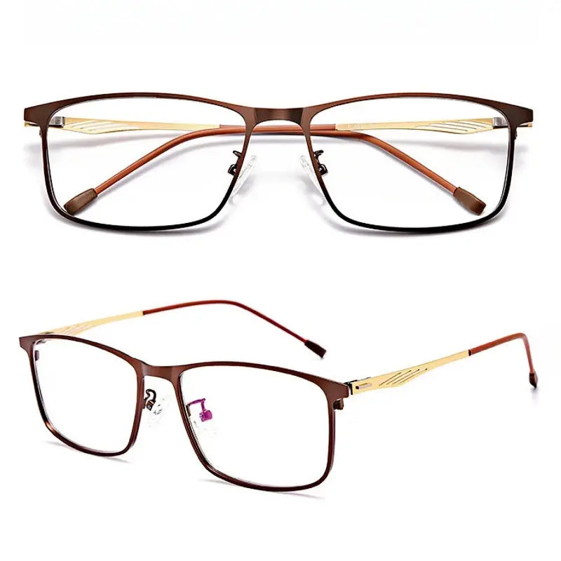 Men's Square Full Rim Alloy Oversized Prescription Glasses 8835 — view 8 | Rx Spectacle