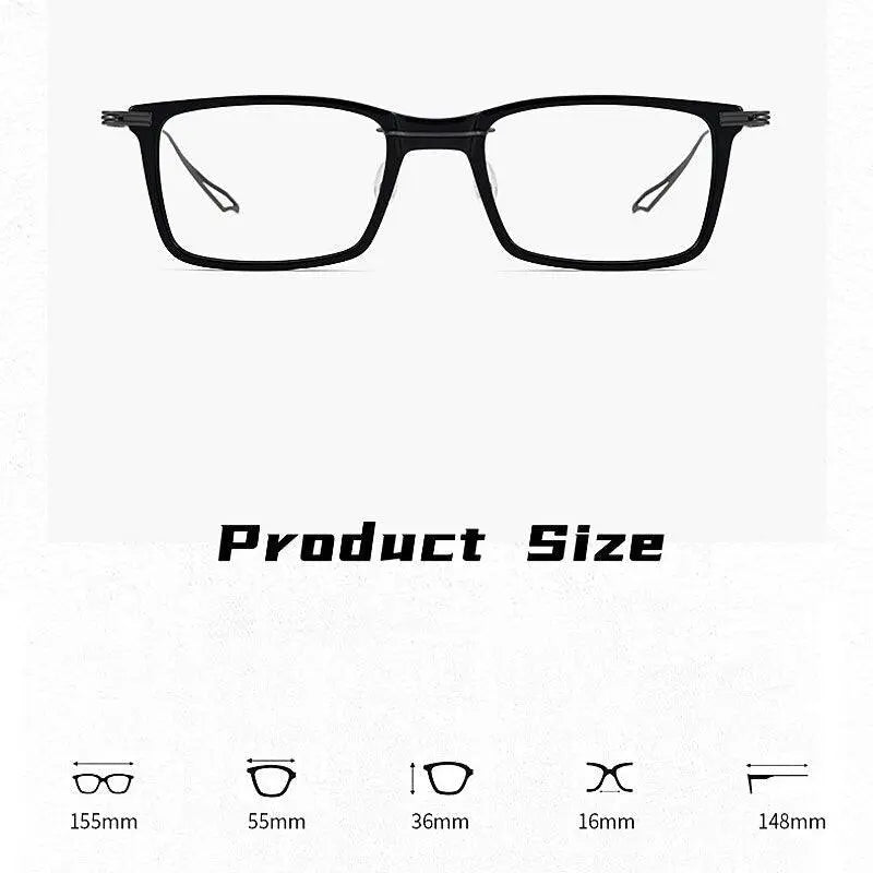 Unisex Square Full Rim Titanium Prescription Glasses 1128 — view 8 | Rx Spectacle
