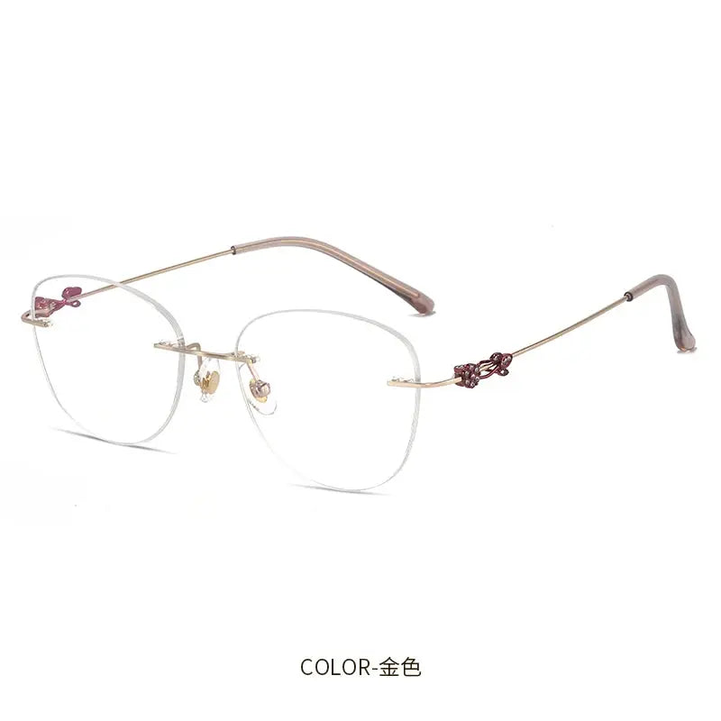 Women's Cat Eye Rimless Titanium Prescription Glasses 60864 — view 4 | Rx Spectacle