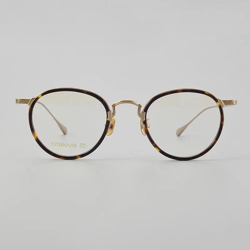Unisex Oval Full Rim Titanium Prescription Glasses E046 — view 3 | Rx Spectacle