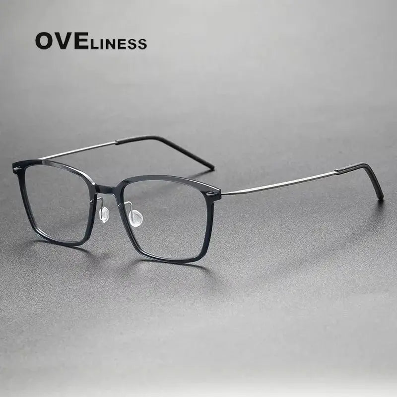 Unisex Square Full Rim Titanium Prescription Glasses 6536 — view 7 | Rx Spectacle