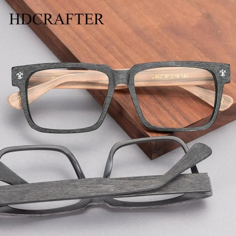 Unisex Square Full Rim Wood Oversized Prescription Glasses Jk040 — view 7 | Rx Spectacle