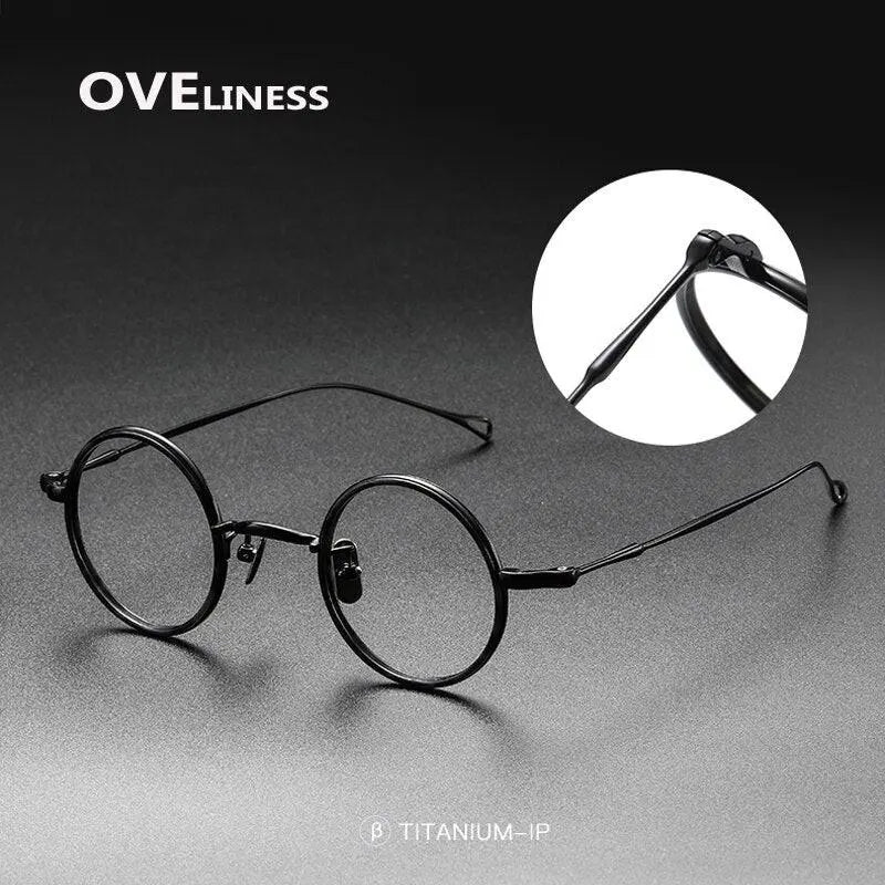 Unisex Round Full Rim Titanium Prescription Glasses V8 — view 9 | Rx Spectacle