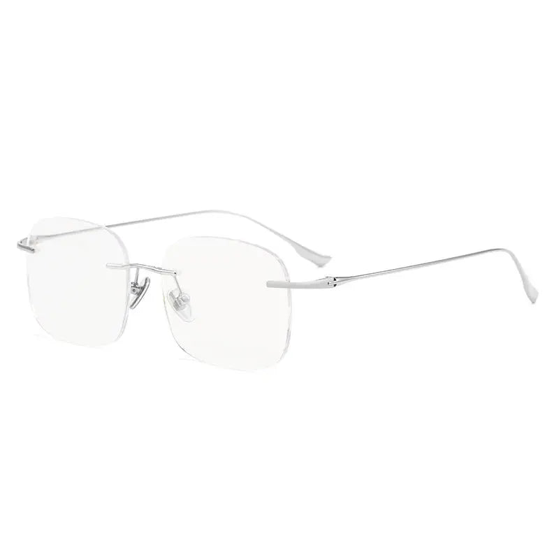 Women's Round Rimless Titanium Flat Top Prescription Glasses 73536 — view 10 | Rx Spectacle