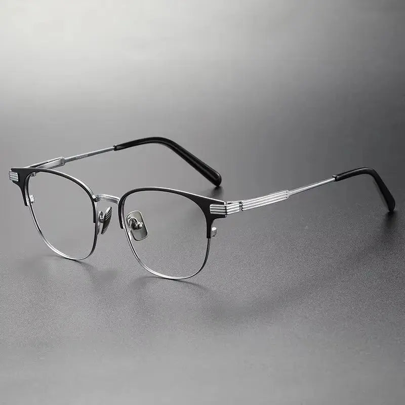 Unisex Browline Full Rim Titanium Prescription Glasses 369193 — view 4 | Rx Spectacle
