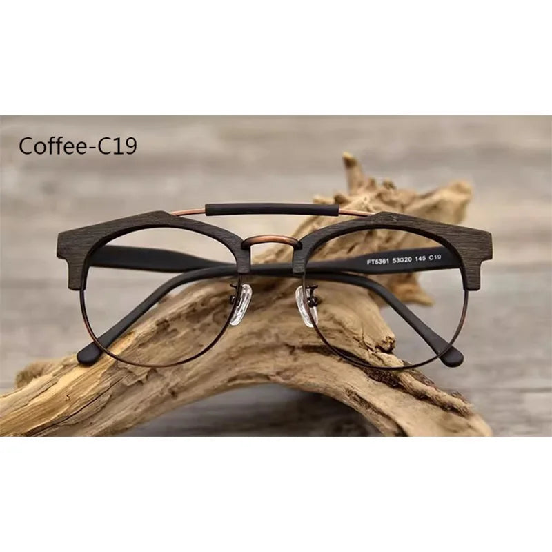 Men's Round Semi-Rimless Titanium Double Bridge Prescription Glasses 536100 — view 5 | Rx Spectacle
