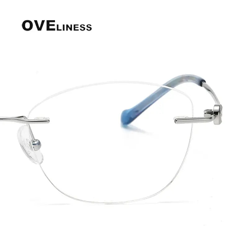 Women's Cat Eye Rimless Titanium Prescription Glasses 196003 — view 3 | Rx Spectacle