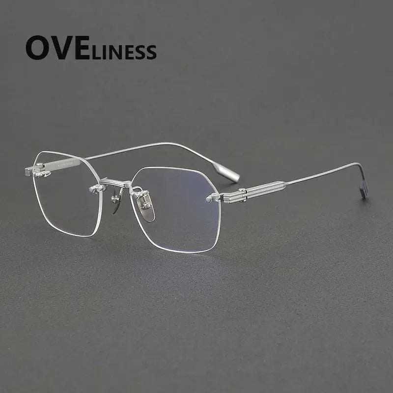Women's Square Rimless Titanium Prescription Glasses 81038 — view 5 | Rx Spectacle