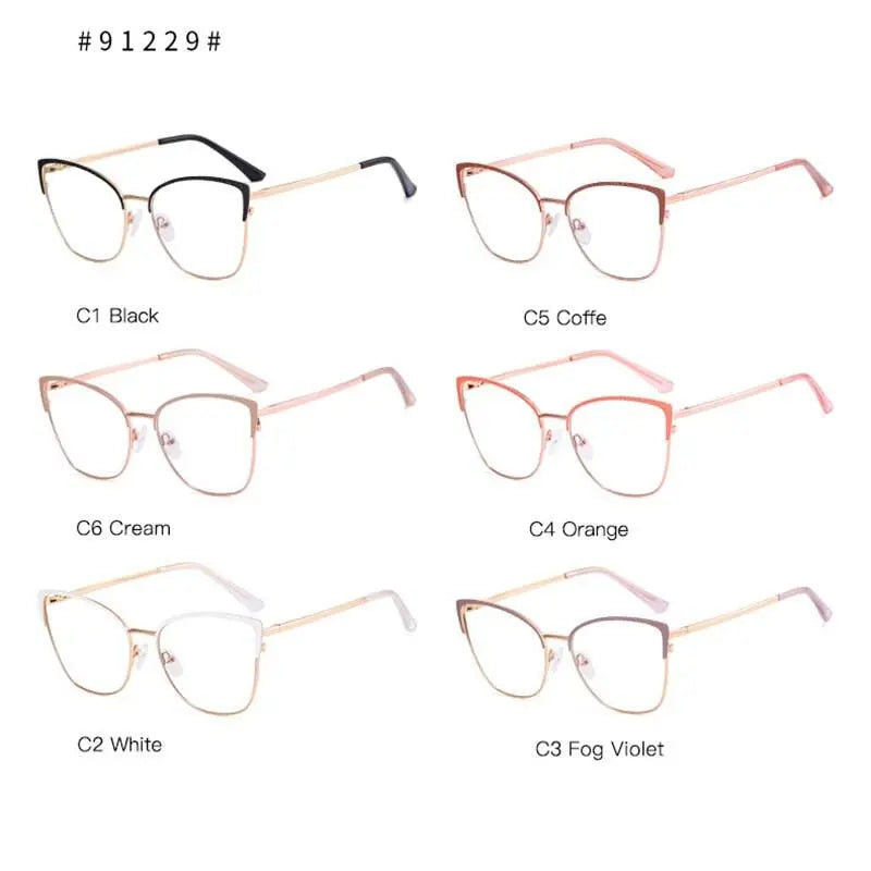 Women's Cat Eye Full Rim Alloy Prescription Glasses 91229 — view 10 | Rx Spectacle
