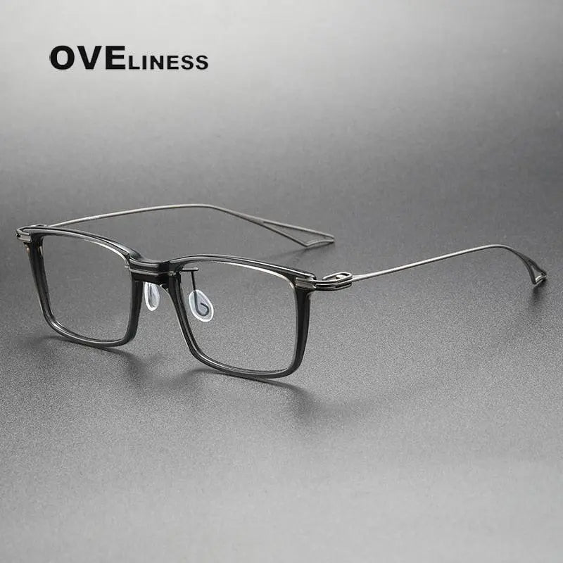 Unisex Square Full Rim Titanium Prescription Glasses — view 8 | Rx Spectacle
