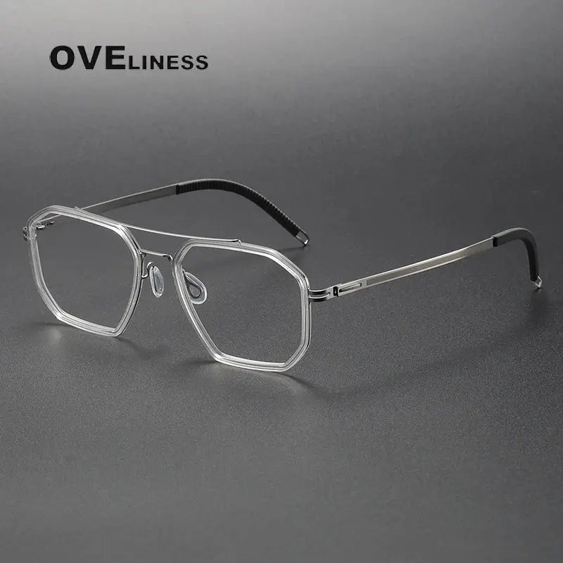Women's Oval Full Rim Titanium Double Bridge Prescription Glasses 8202316 — view 5 | Rx Spectacle