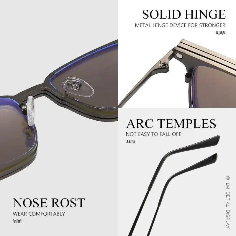 Unisex Square Full Rim Alloy Clip-On Prescription Glasses 7012 — view 6 | Rx Spectacle