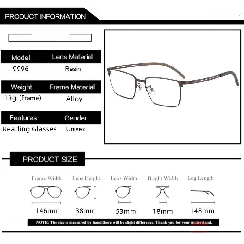 Unisex Polygon Full Rim Alloy Reading Glasses 79996 — view 2 | Rx Spectacle