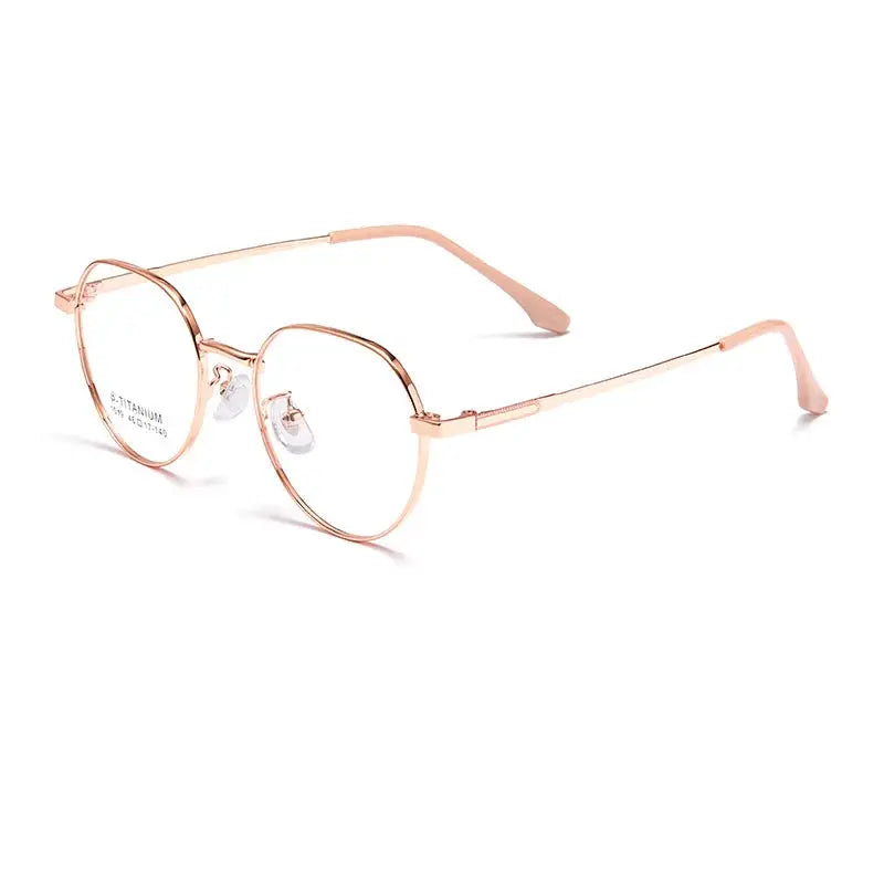 Women's Oval Full Rim Titanium Flat Top Prescription Glasses 1019 — view 4 | Rx Spectacle