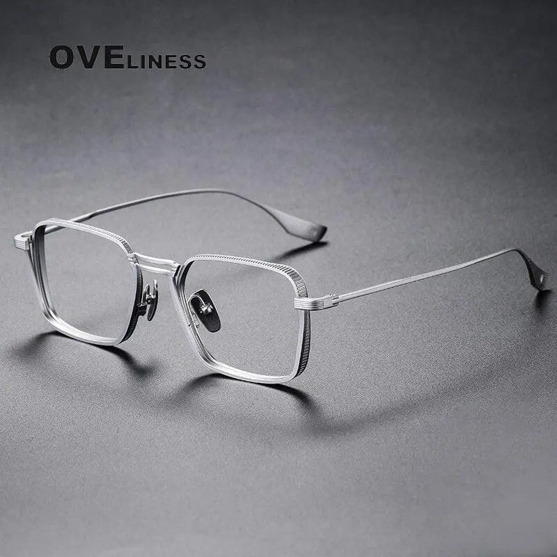 Unisex Square Full Rim Titanium Double Bridge Prescription Glasses Dlx125 — view 6 | Rx Spectacle