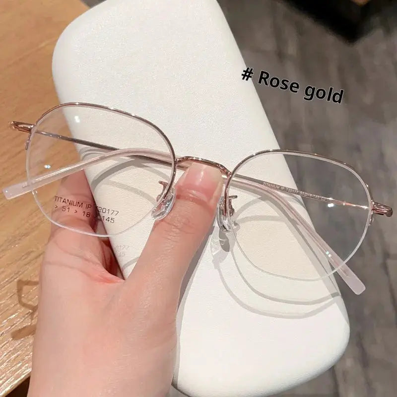 Women's Polygon Semi-Rimless Titanium Prescription Glasses 20177 — view 6 | Rx Spectacle
