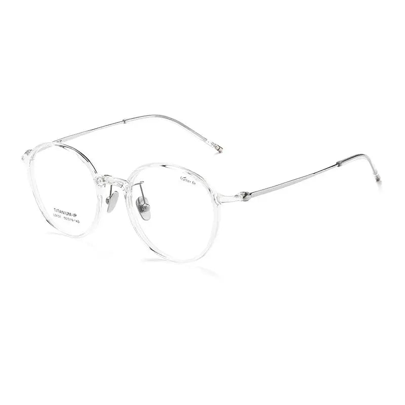 Women's Round Full Rim Titanium Prescription Glasses 9101 — view 8 | Rx Spectacle
