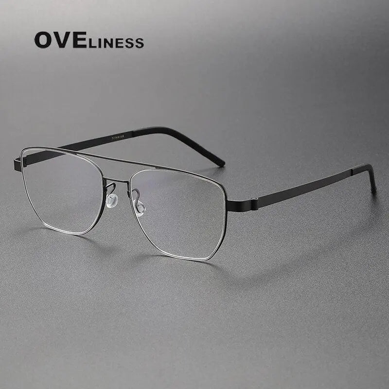 Unisex Square Full Rim Titanium Double Bridge Prescription Glasses 9622 — view 3 | Rx Spectacle