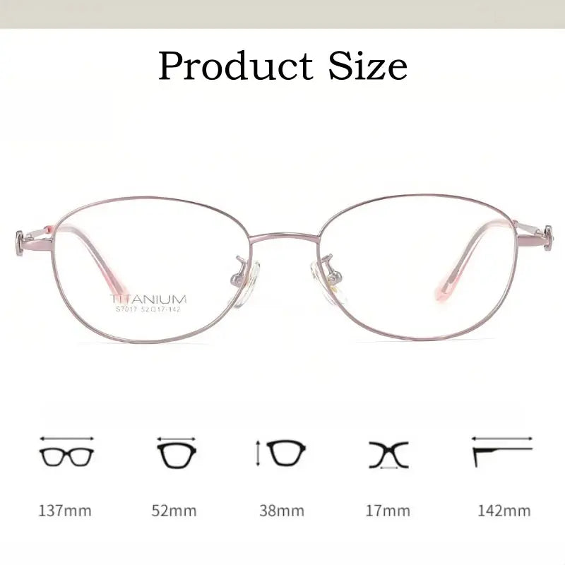 Women's Oval Full Rim Titanium Prescription Glasses 7017 — view 2 | Rx Spectacle