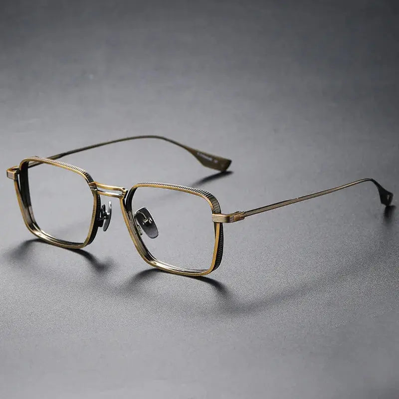 Men's Square Full Rim Titanium Double Bridge Prescription Glasses 958125 — view 6 | Rx Spectacle