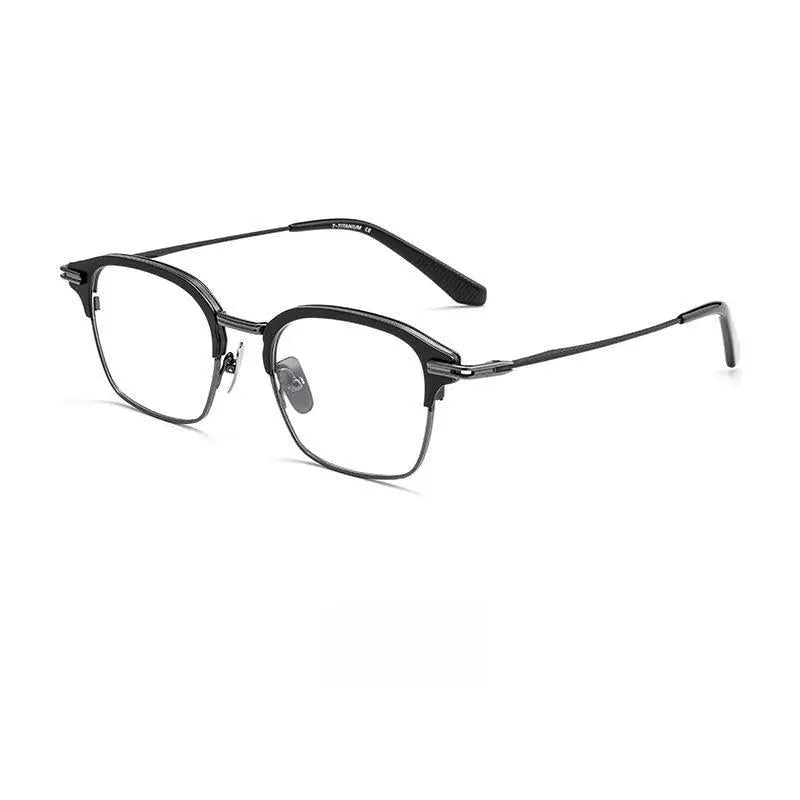 Men's Square Full Rim Titanium Prescription Glasses Dtx142s — view 2 | Rx Spectacle