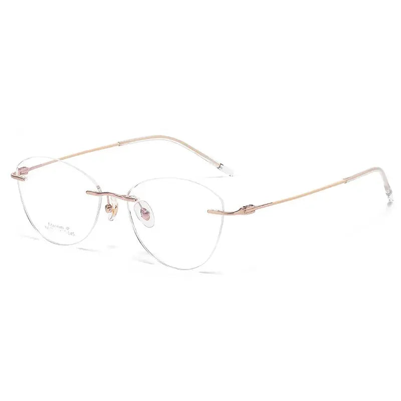 Women's Cat Eye Rimless Titanium Prescription Glasses 366076 — view 5 | Rx Spectacle
