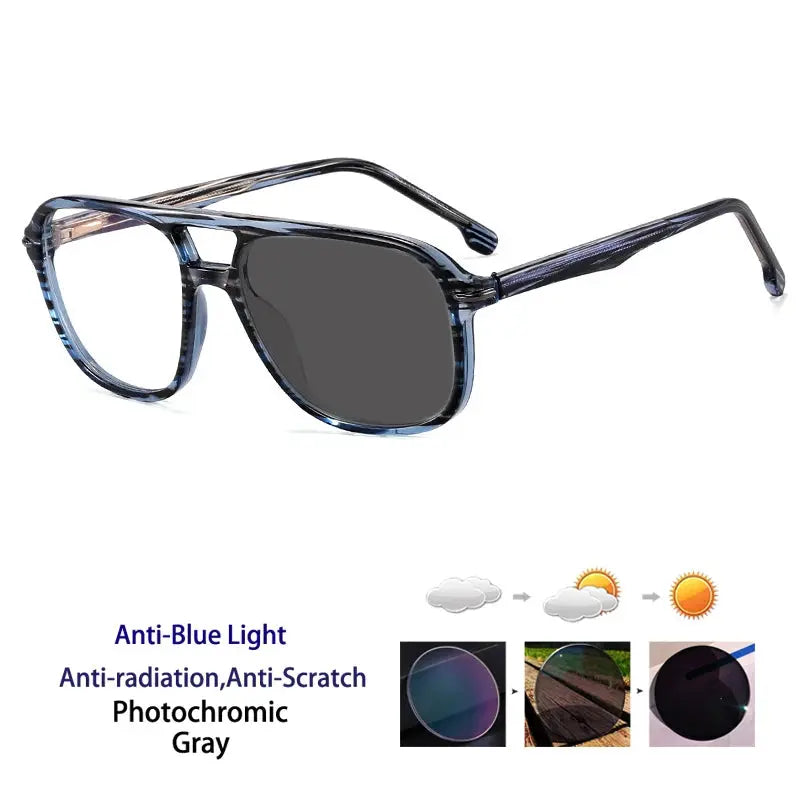 Unisex Square Full Rim Titanium Double Bridge Reading Glasses 821206 — view 3 | Rx Spectacle