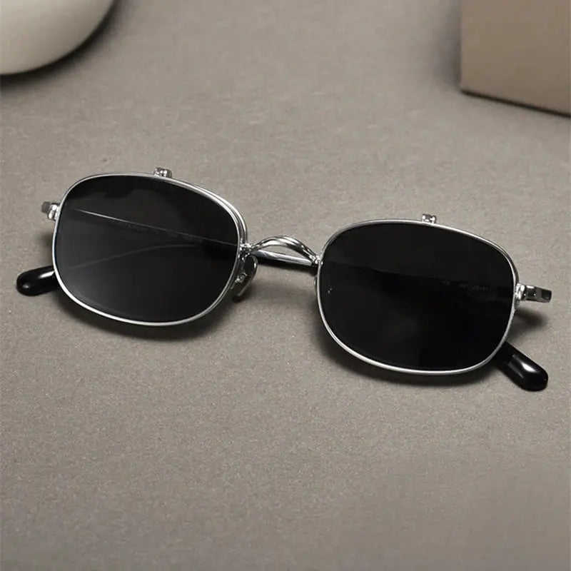 Unisex Rectangular Semi-Rimless Titanium Clip-On Prescription Glasses K15 — view 2 | Rx Spectacle