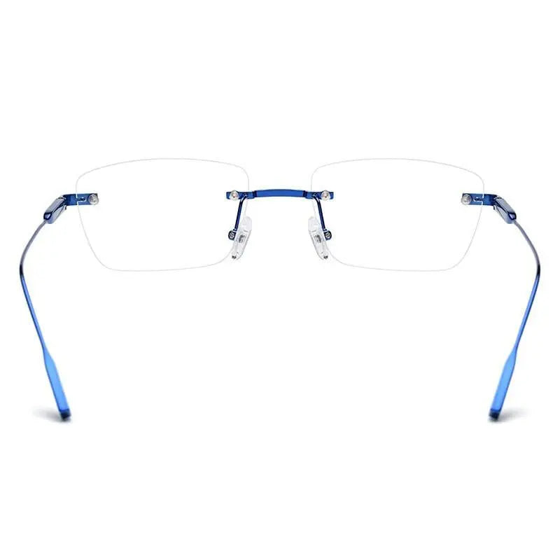 Unisex Polygon Rimless Titanium Prescription Glasses 10093 — view 9 | Rx Spectacle