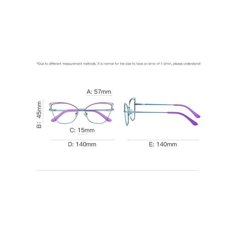 Women's Cat Eye Full Rim Alloy Prescription Glasses 3038 — view 11 | Rx Spectacle