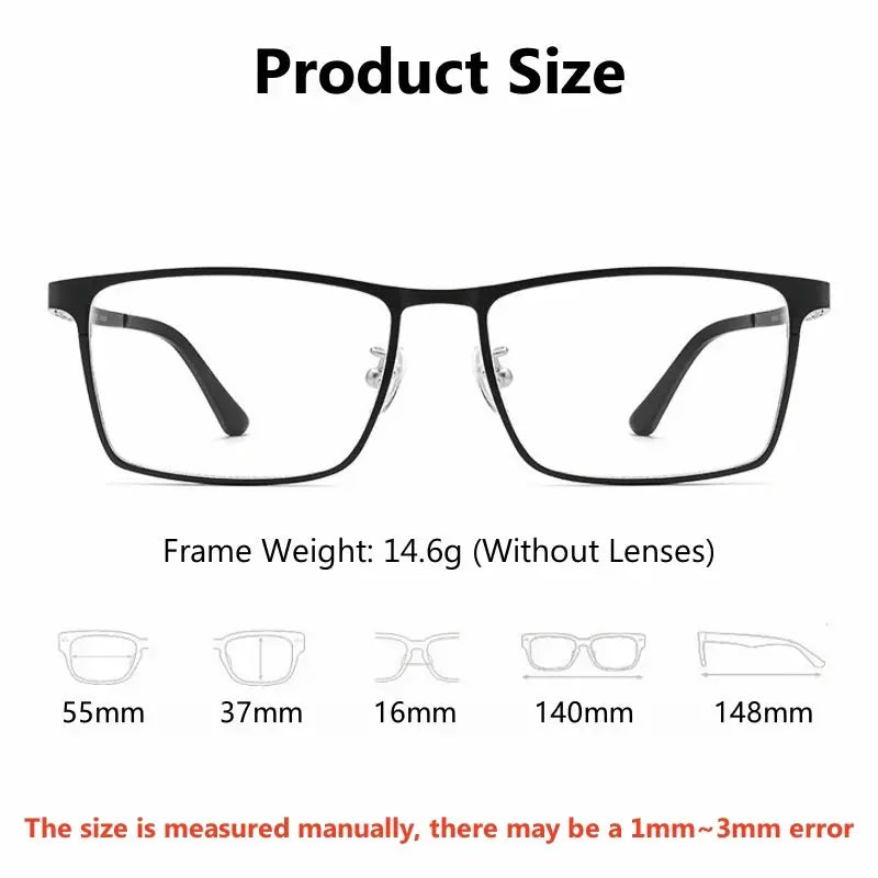 Men's Square Full Rim Titanium Prescription Glasses 89696 — view 2 | Rx Spectacle