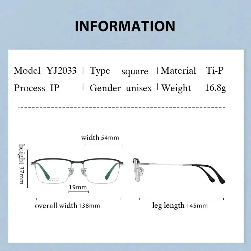 Women's Square Semi-Rimless Titanium Prescription Glasses 942033 — view 2 | Rx Spectacle