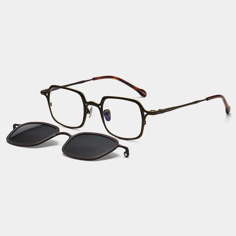 Men's Square Full Rim Titanium Clip-On Prescription Glasses 5969 — view 6 | Rx Spectacle