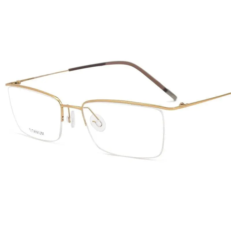 Men's Square Semi-Rimless Titanium Prescription Glasses 5502 — view 8 | Rx Spectacle