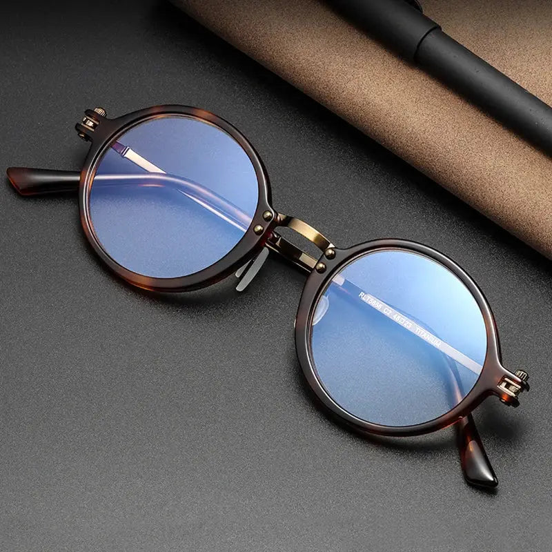Unisex Round Full Rim Titanium Prescription Glasses Rt5866 — view 2 | Rx Spectacle