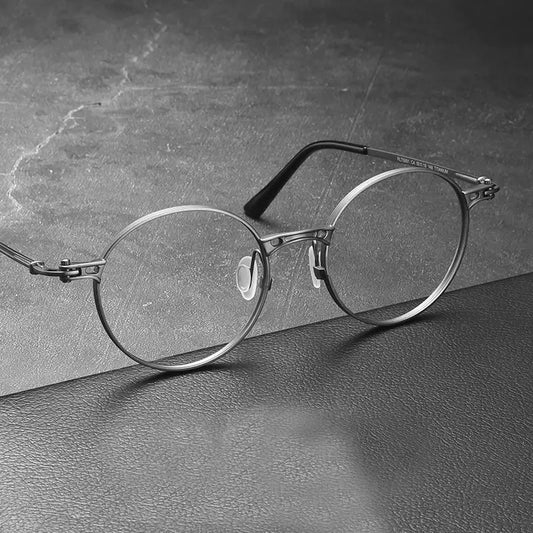 Men's Round Full Rim Titanium Oversized Prescription Glasses 75891 — view 1 | Rx Spectacle
