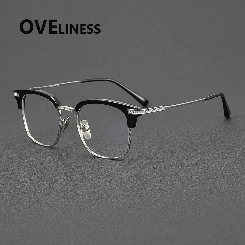 Unisex Square Full Rim Titanium Prescription Glasses 362080 — view 7 | Rx Spectacle