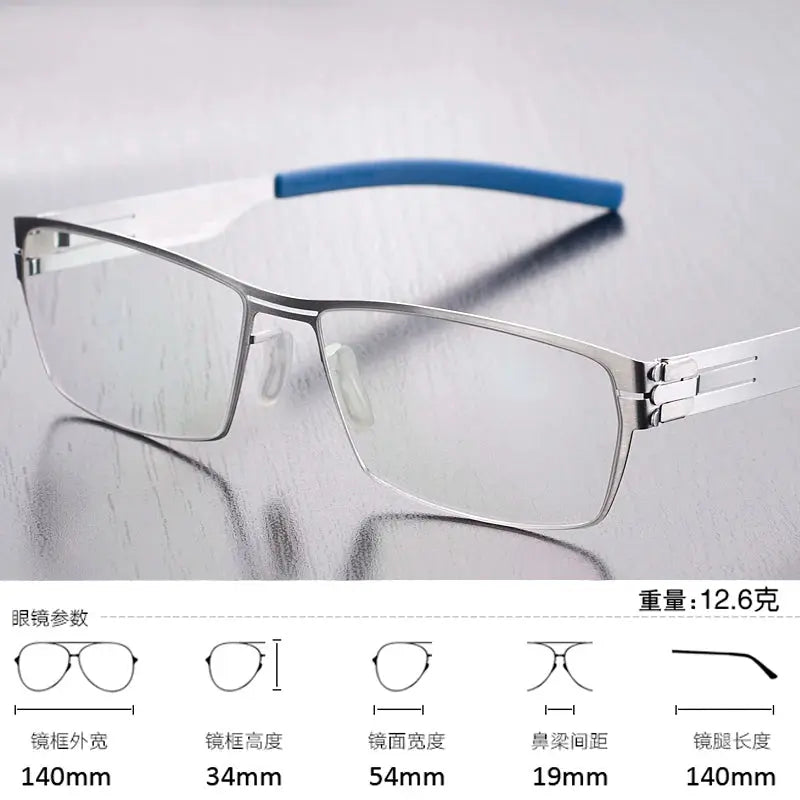 Unisex Square Full Rim Stainless Steel Screwless Prescription Glasses 52709 — view 2 | Rx Spectacle